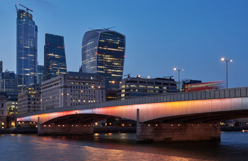illuminated river london bridge